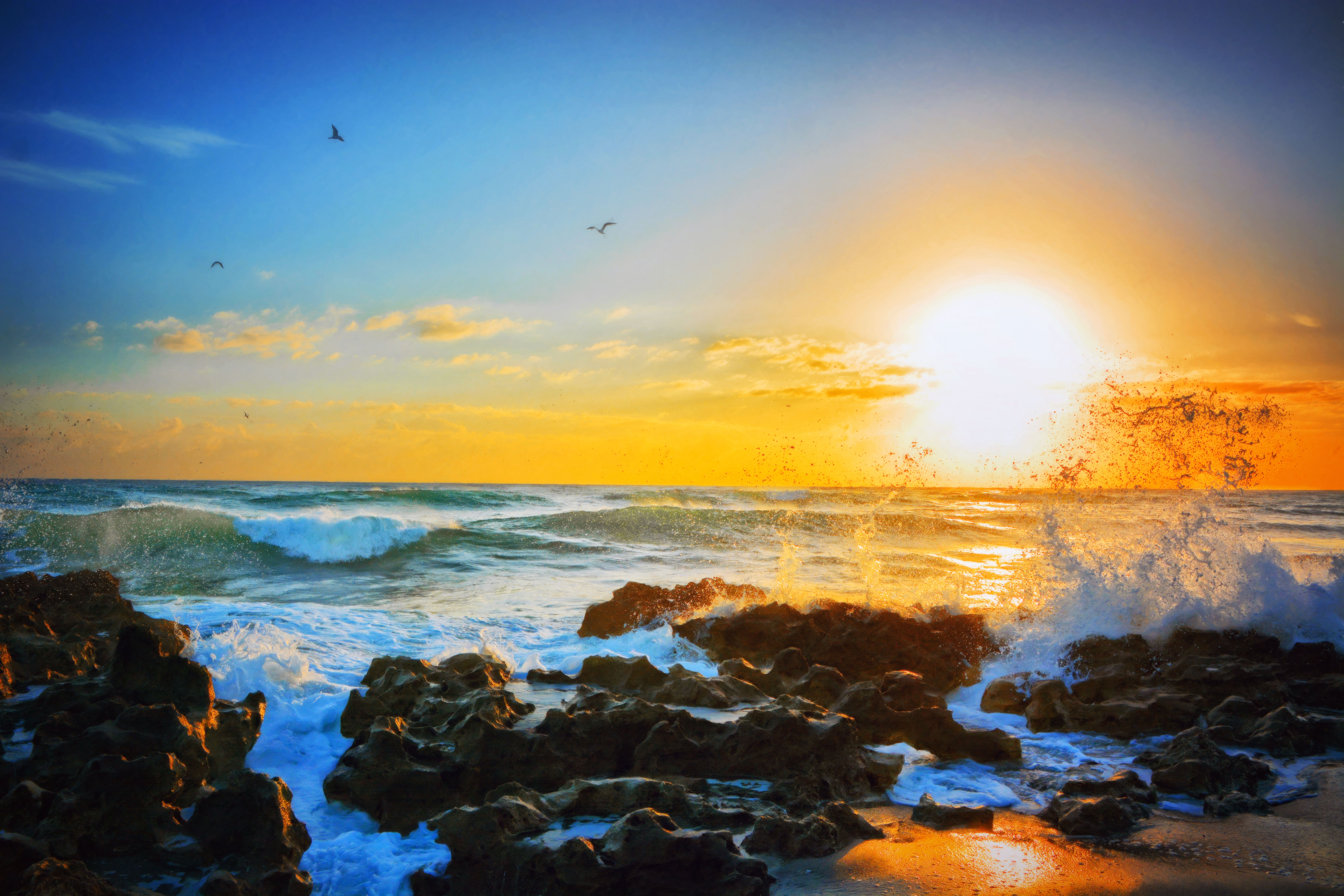 Photography, Beach Photography, Beaches, Ocean, Sunrise, Yellow