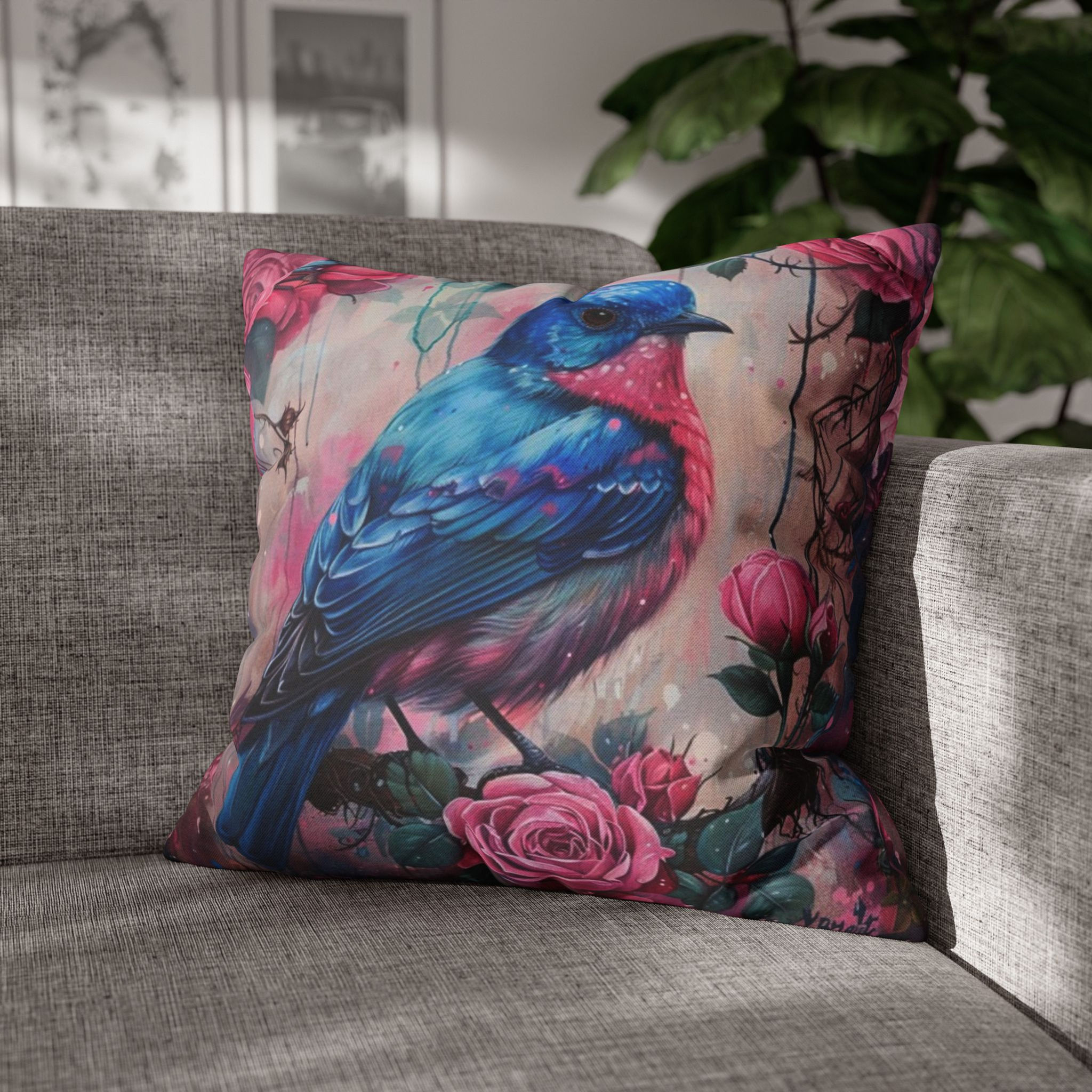 Decorative Art Pillow Modern Home Décor, Art Pillows, Bluebirds, Bluebird