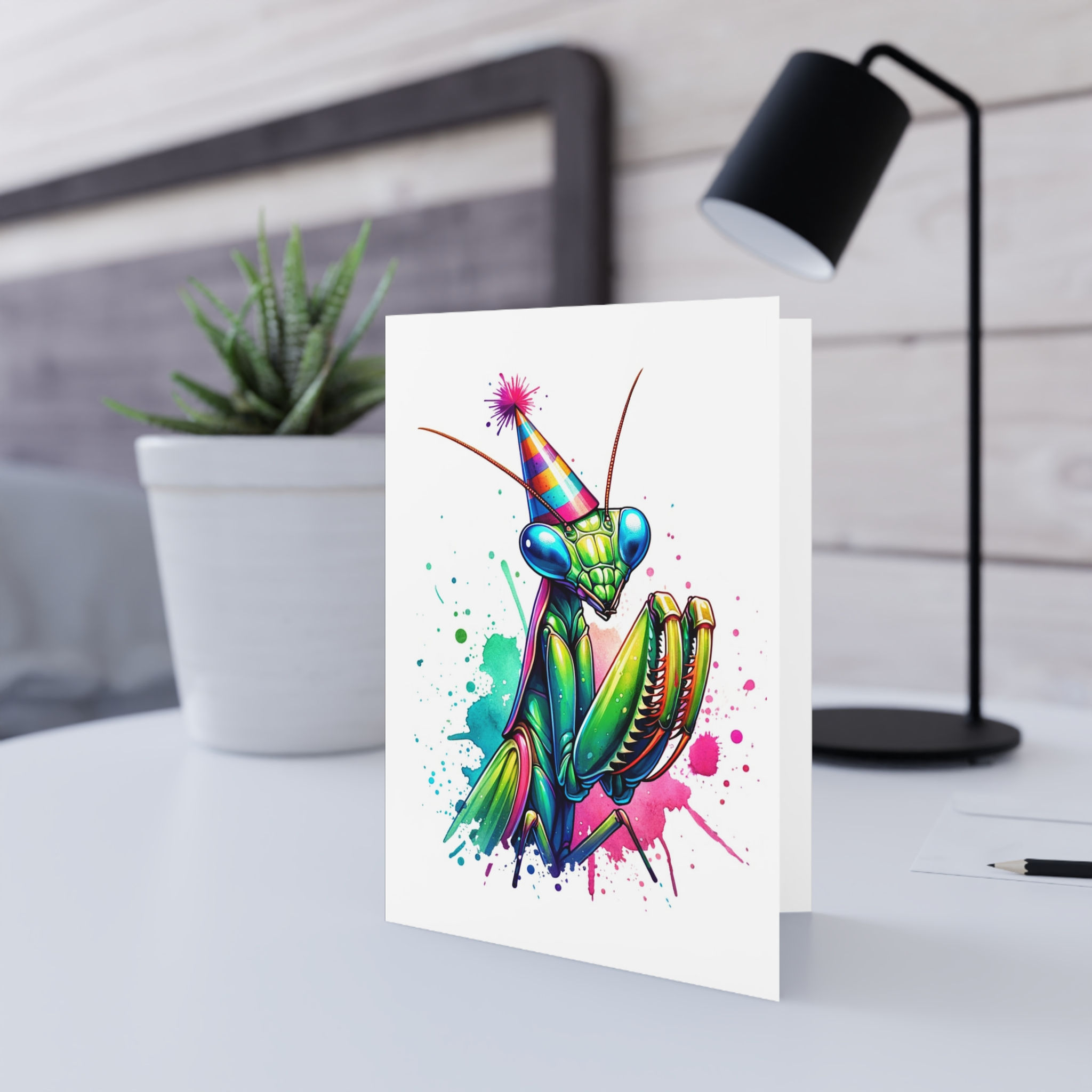 Praying Mantis Birthday Card