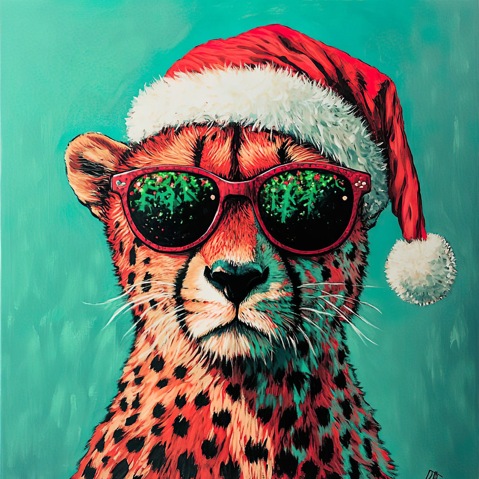 Graphic Digital Art, Christmas, Christmas Cheetah, Santa Cheetah