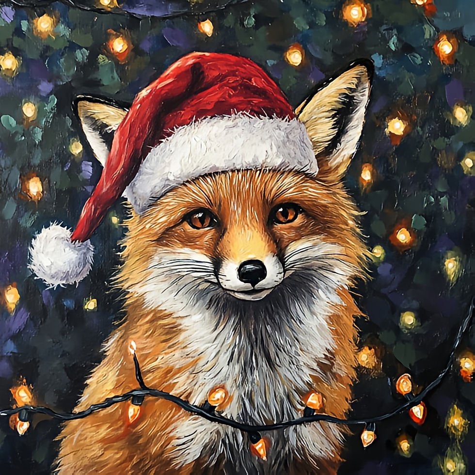 Graphic Digital Art, Christmas, Christmas Red Fox, Red Fox, Foxes, Santa