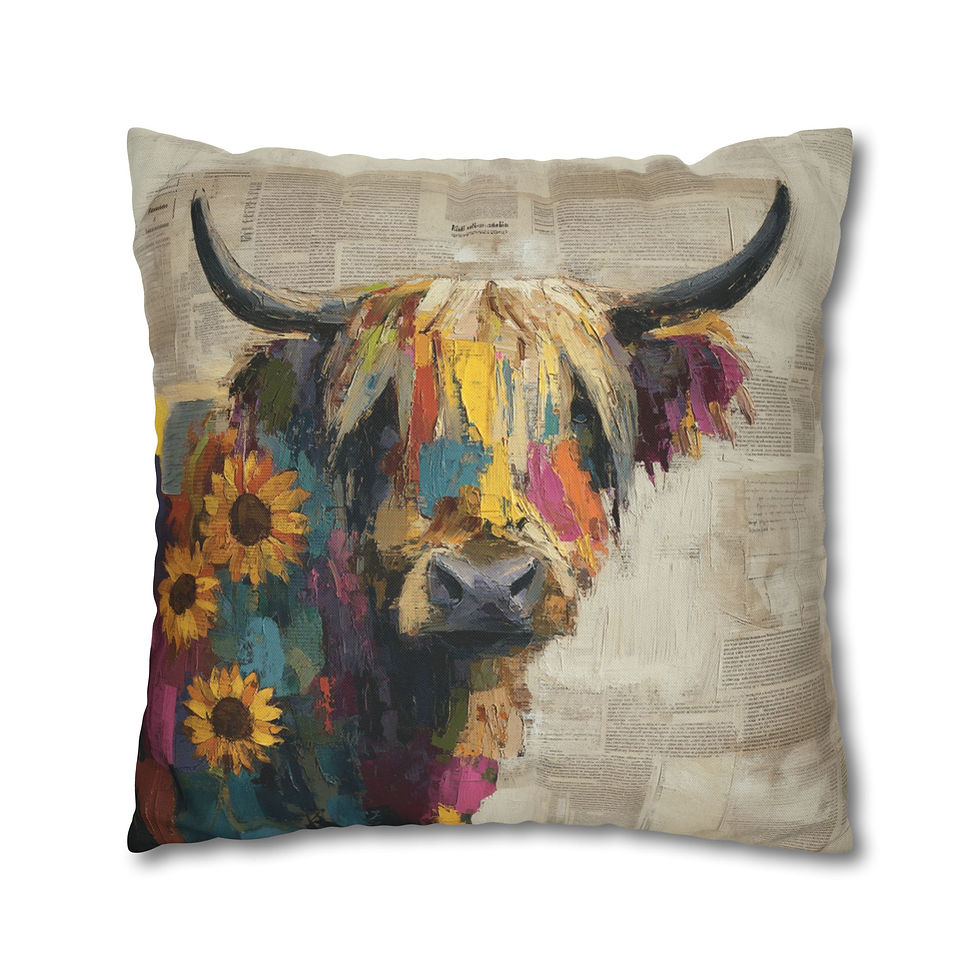 Thumbnail: Decorative Art Pillow for Modern Home Décor, Art Pillows, Highland Cow, Cows 