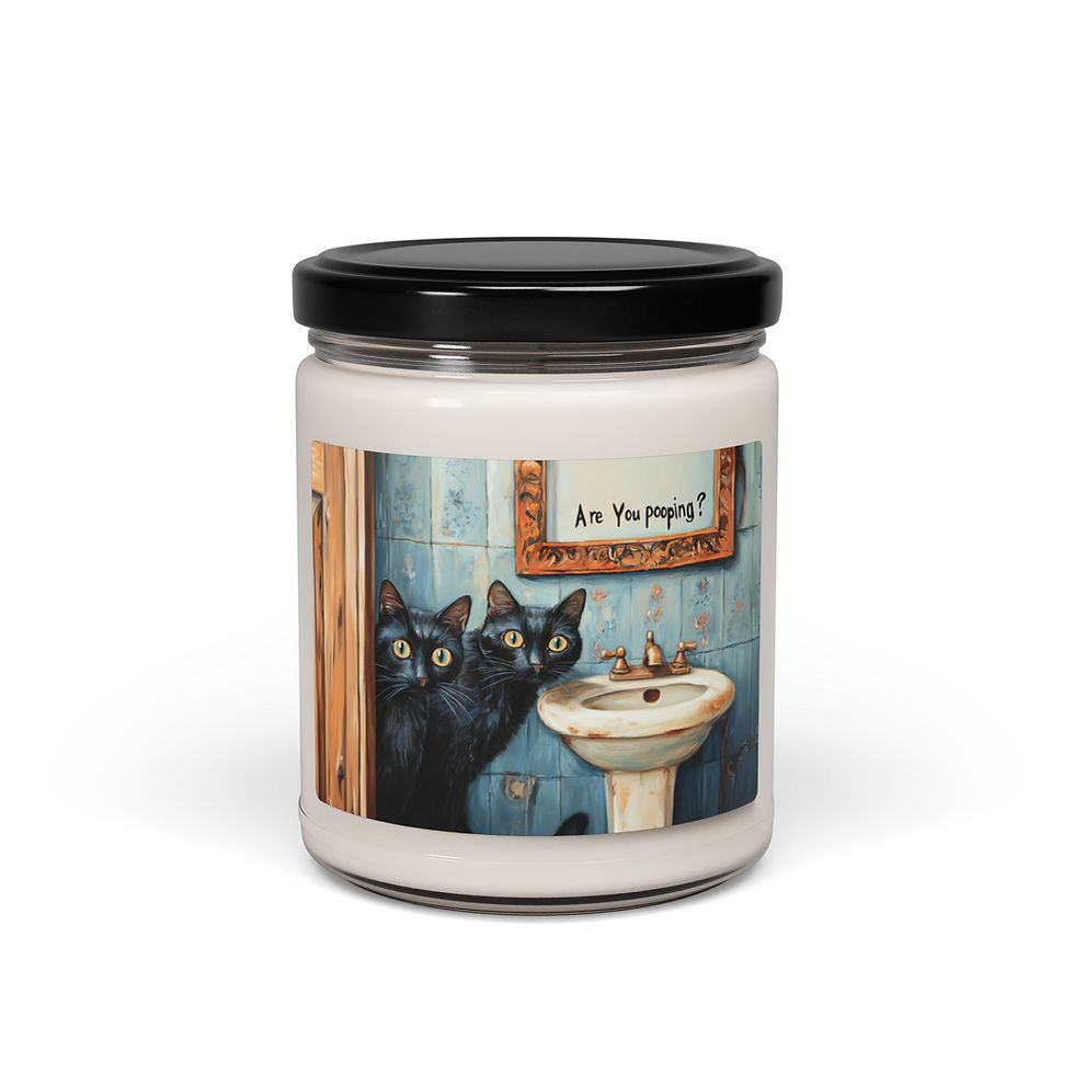 Thumbnail: Funny Bathroom Art Cats "Are You Pooping?" Candle 