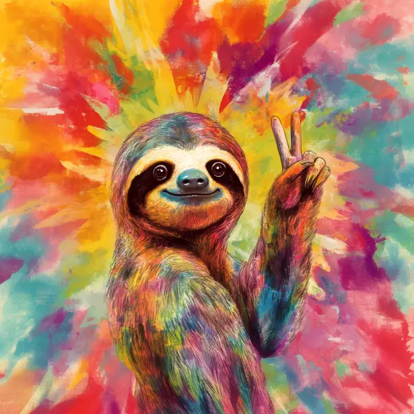 Graphic Digital Art, Sloth, Sloths, Peace Sign, Sloth Peace