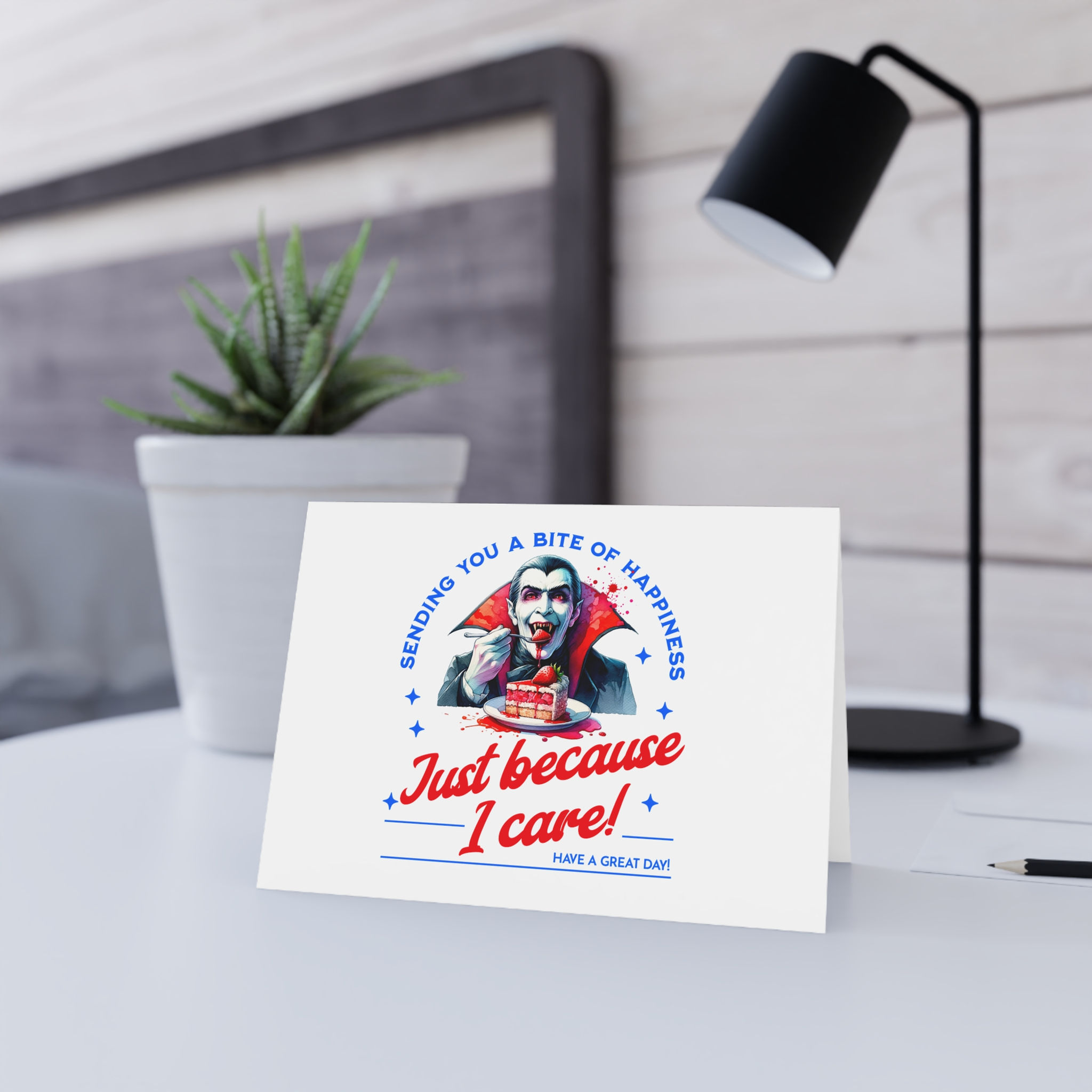 Vampire "Sending You A Bite Of Happiness" Just Because Greeting Card