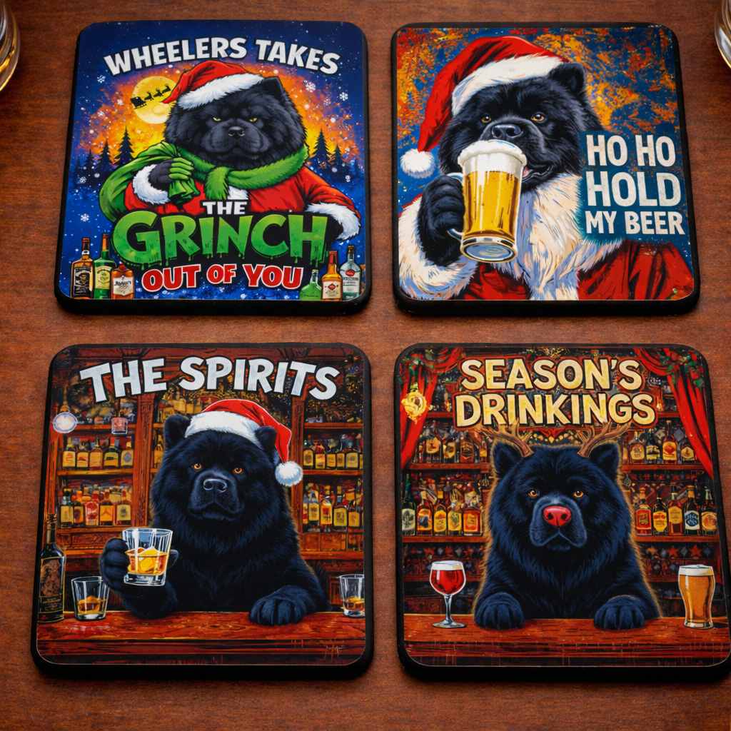Tipp Hill Wheelers Coasters, SET OF 4, Papi