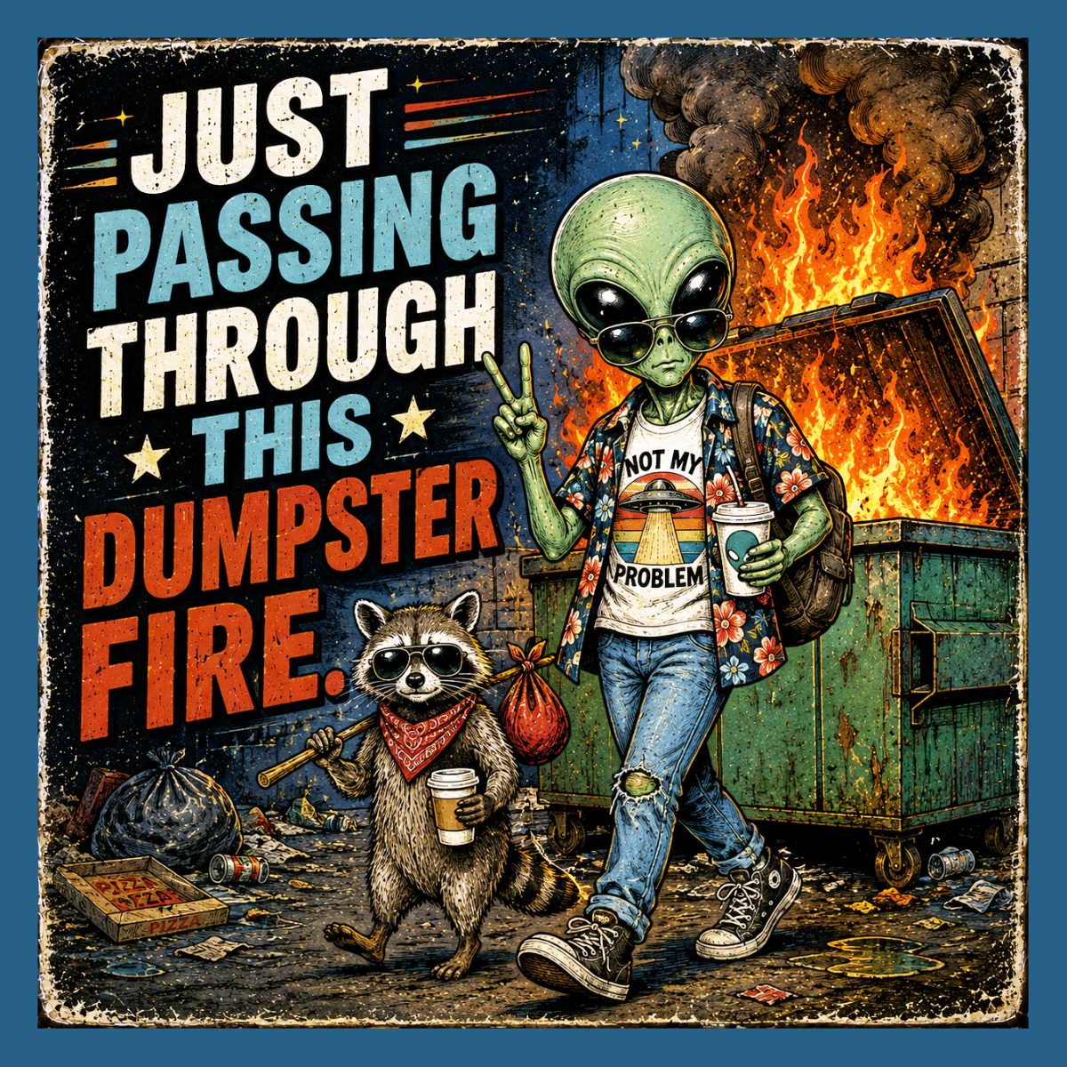 Alien Wall Art | Vintage Retro Alien Art | Funny Decor Alien Quotes Humor