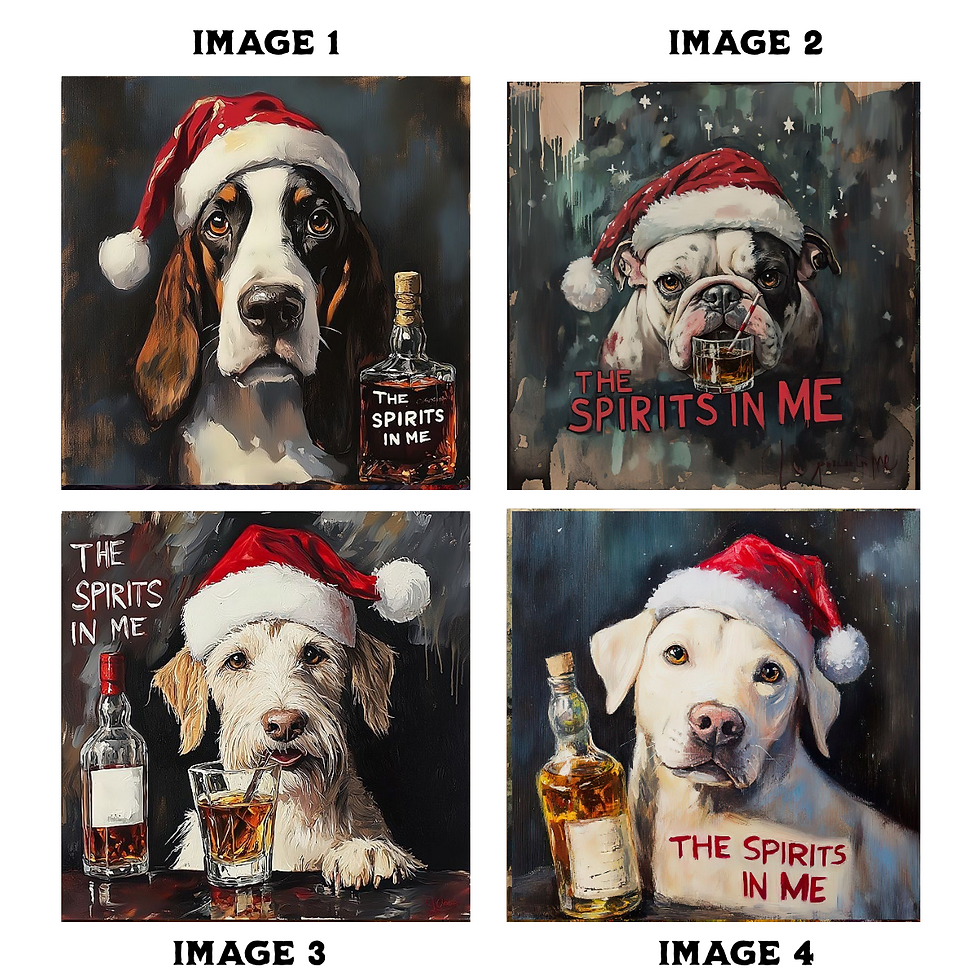 Christmas Dog "The Spirits In Me" Coasters
