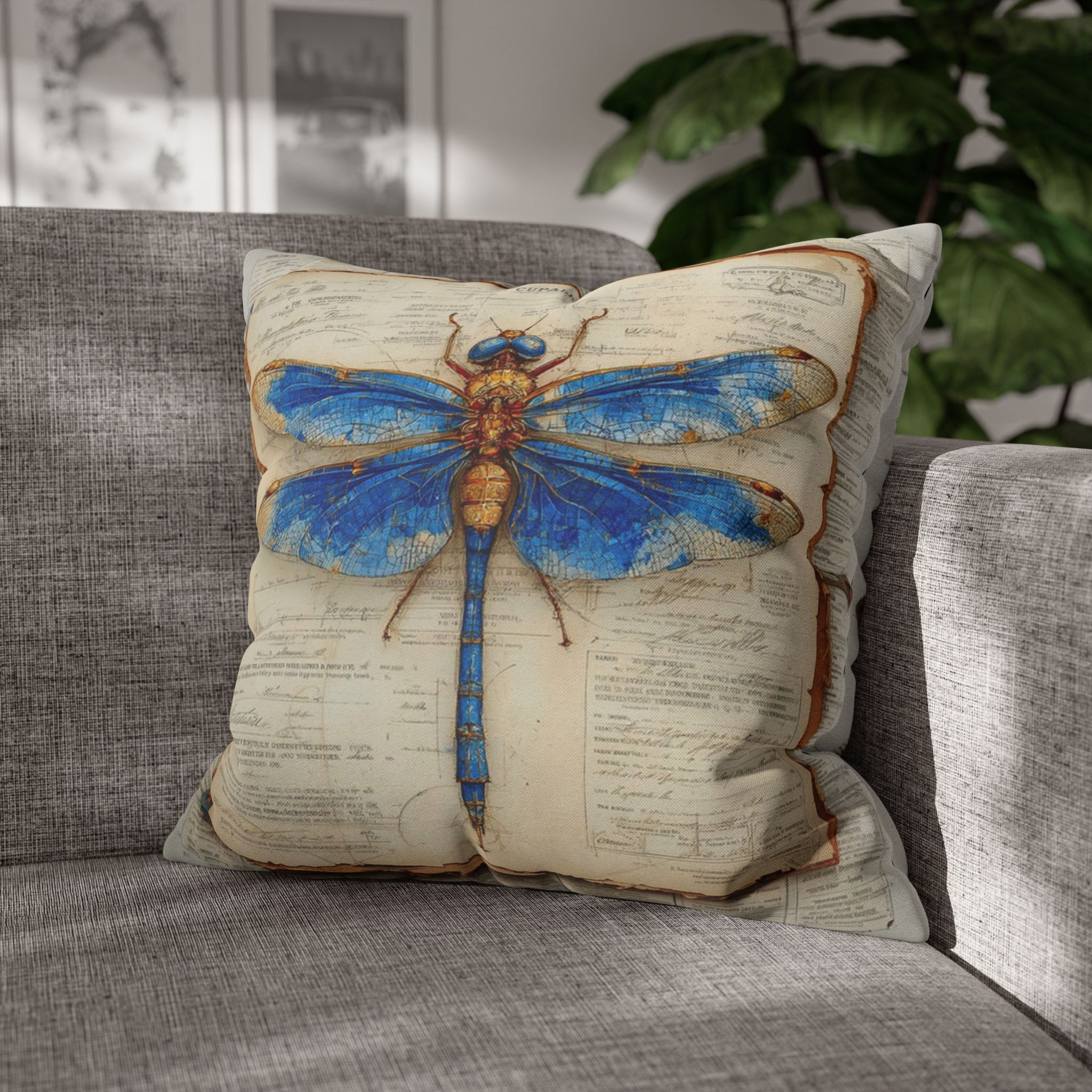 Decorative Art Pillow for Modern Home Décor, Art Pillows, Dragonfly 
