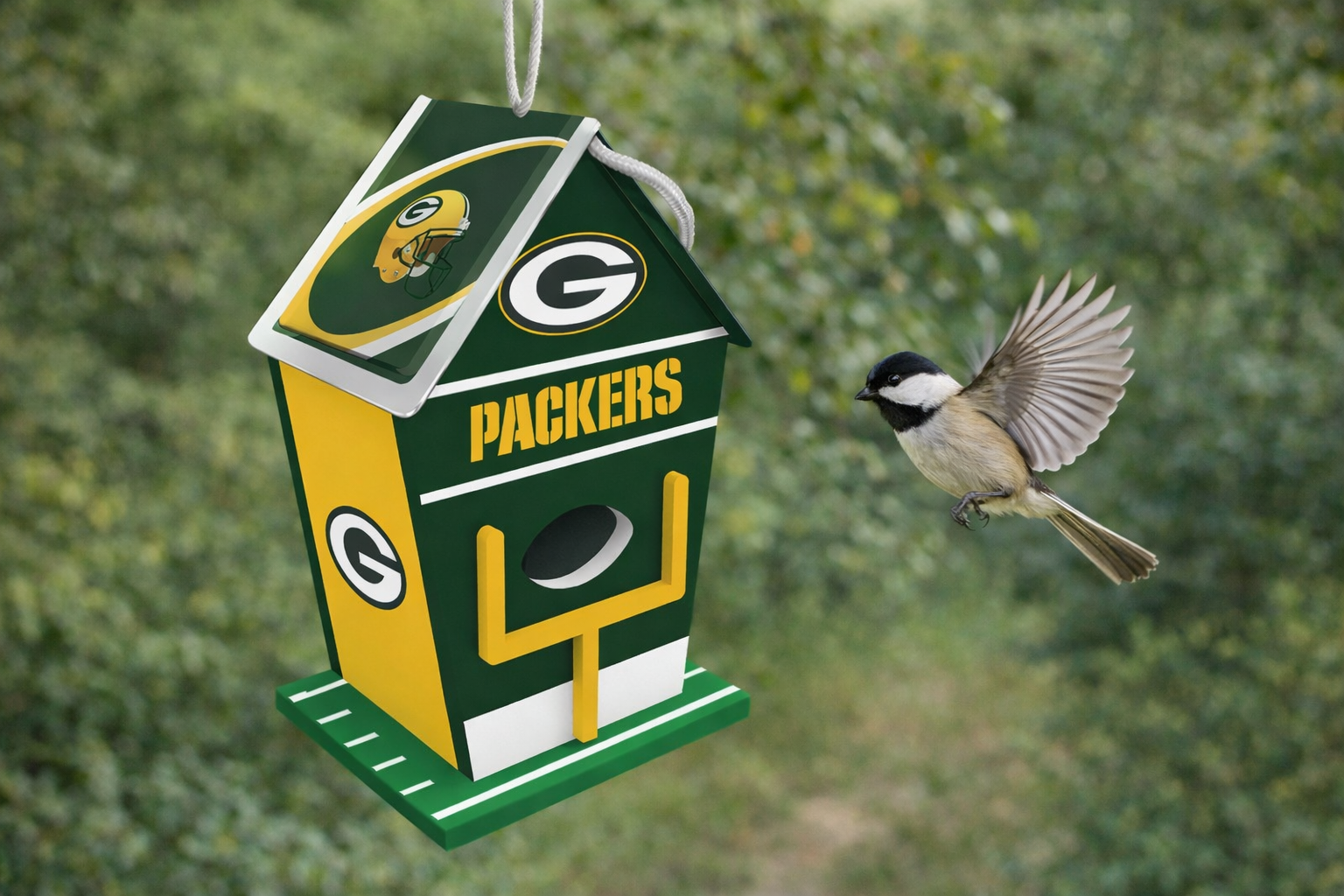Green Bay Football Wood Birdhouse, Packers Fans, Birdhouse, Birdhouse