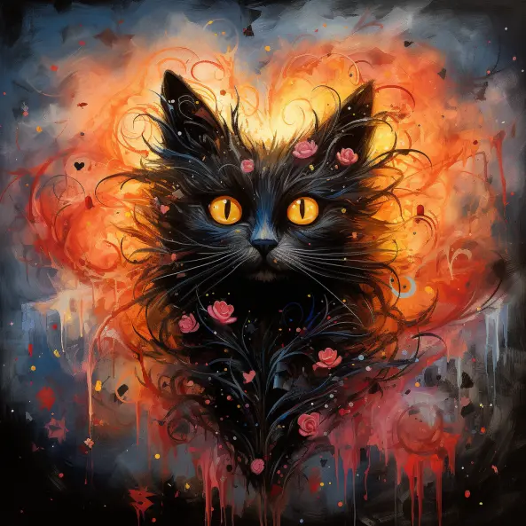 Graphic Digital Art, Cat, Cats, Heart, Kitty Love