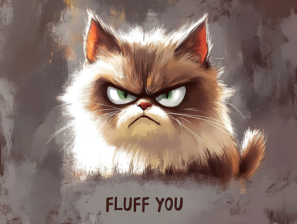 Graphic Digital Art, Funny Art, Cat Art, Funny Cats, Grumpy Cat, Fluff You