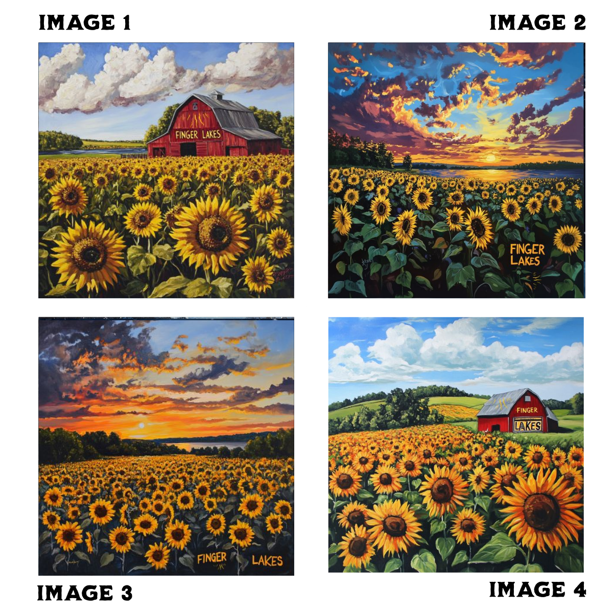 Finger Lakes Red Barn & Sunflower Coasters