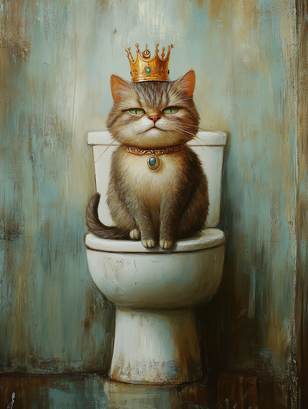 Graphic Digital, Cat, Cats, Funny Cat Art, Bathroom Art, King Of The Throne