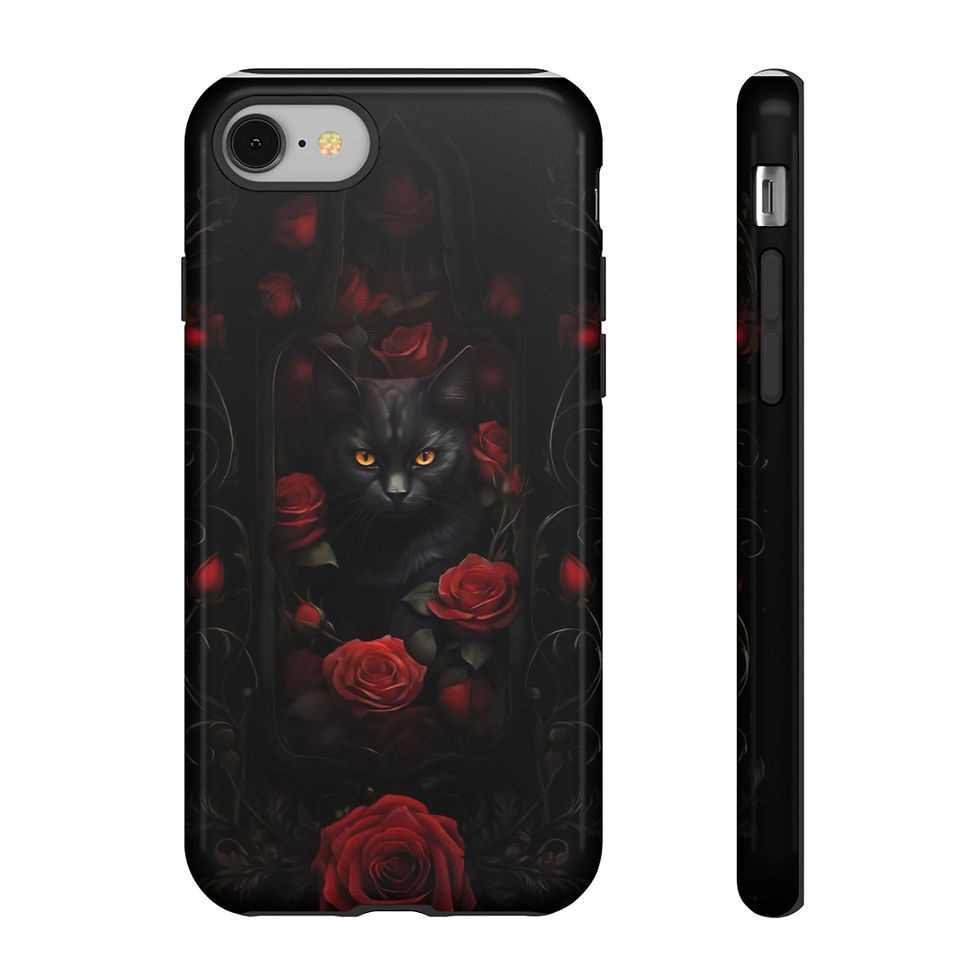 Black Cat & Roses Gothic Phone Case - Android, iPhone & Google 