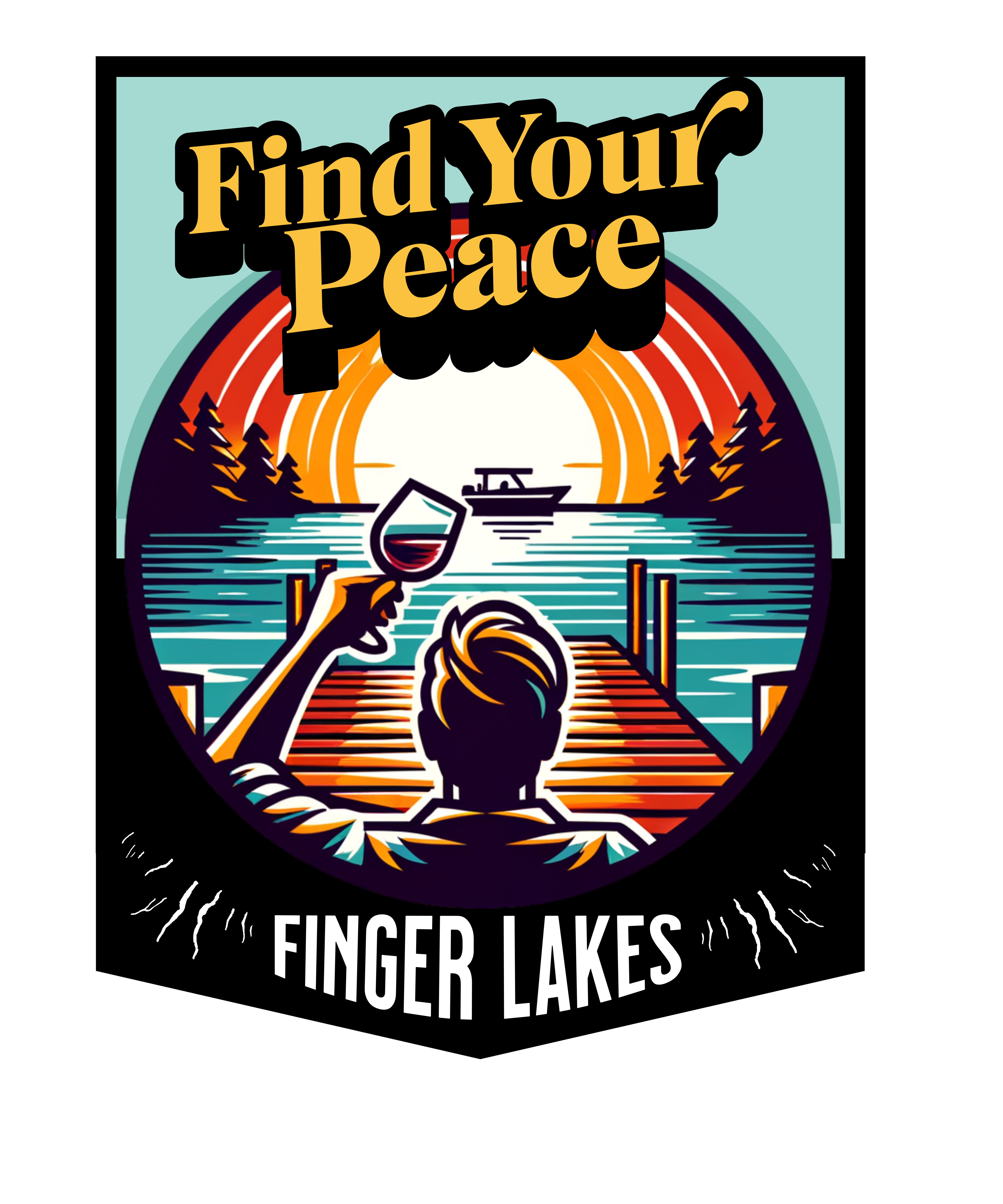 Waterproof Outdoor/Indoor 6"x4" Sticker, Finger Lakes, Find Your Peace