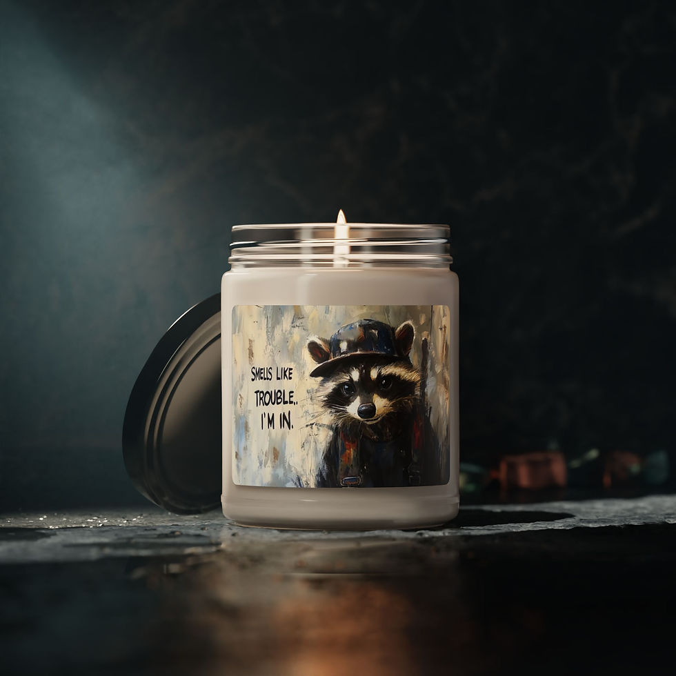 Funny Racoon "Smells Like Trouble, I'm In" Candle 