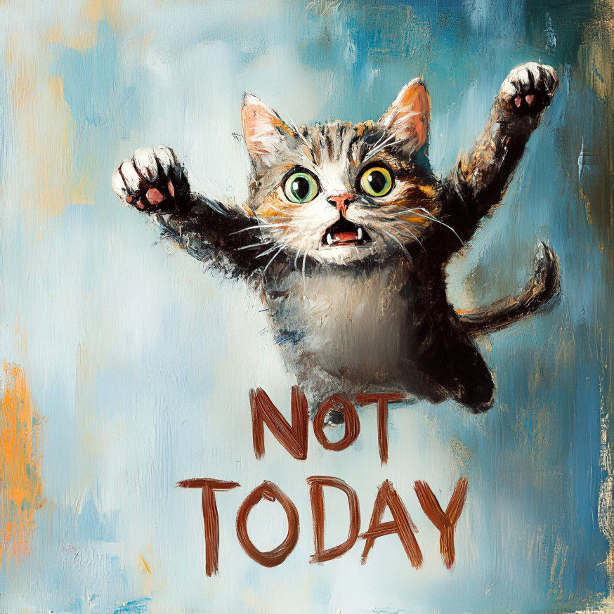 Graphic Digital Art, Cat, Cats, Funny Cats, Humor, Not Today