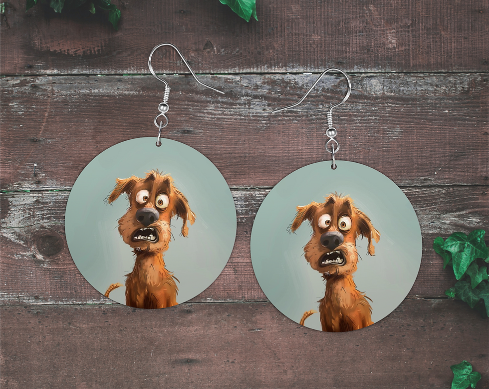 Dog Earrings, Scared Dog, Funny Dog, Funny Scared Dog