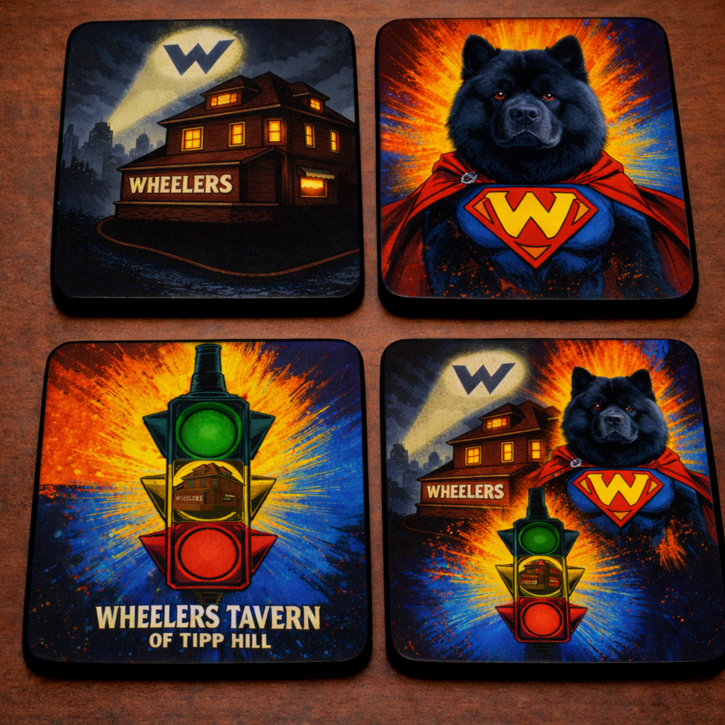Tipp Hill Wheelers Coasters, SET OF 4, Papi