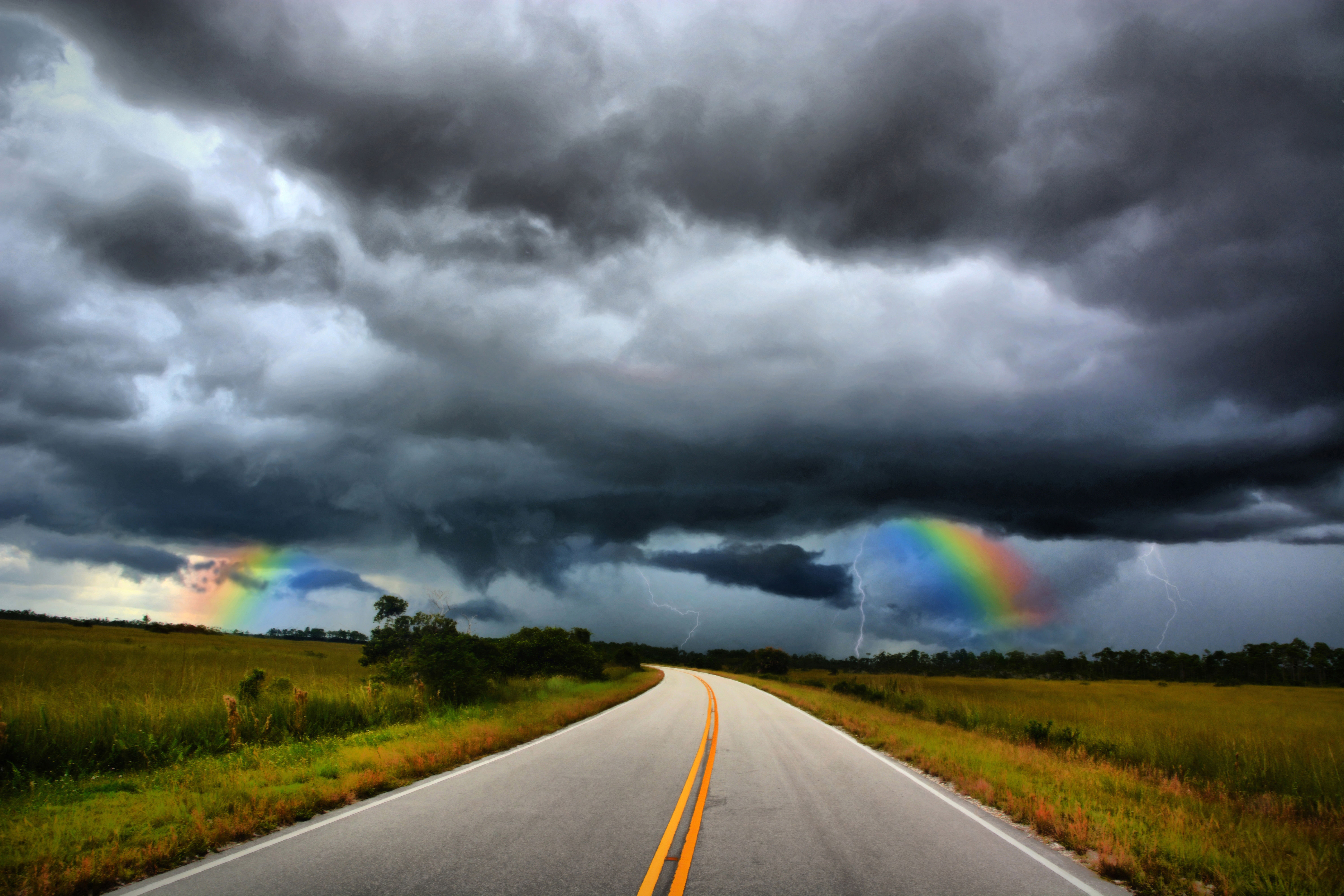 Photography, Lightning, Storm, Rainbow, Florida - Everglades Electric