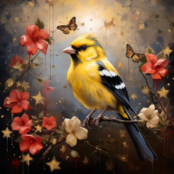 Graphic Digital Art, Birds, Bird, Bird Art, Wildlife, Goldfinch, Yellow Bird