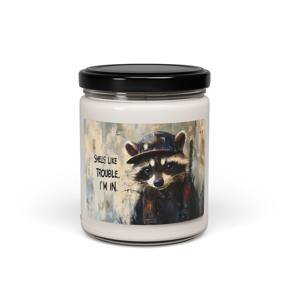 Thumbnail: Funny Racoon "Smells Like Trouble, I'm In" Candle 