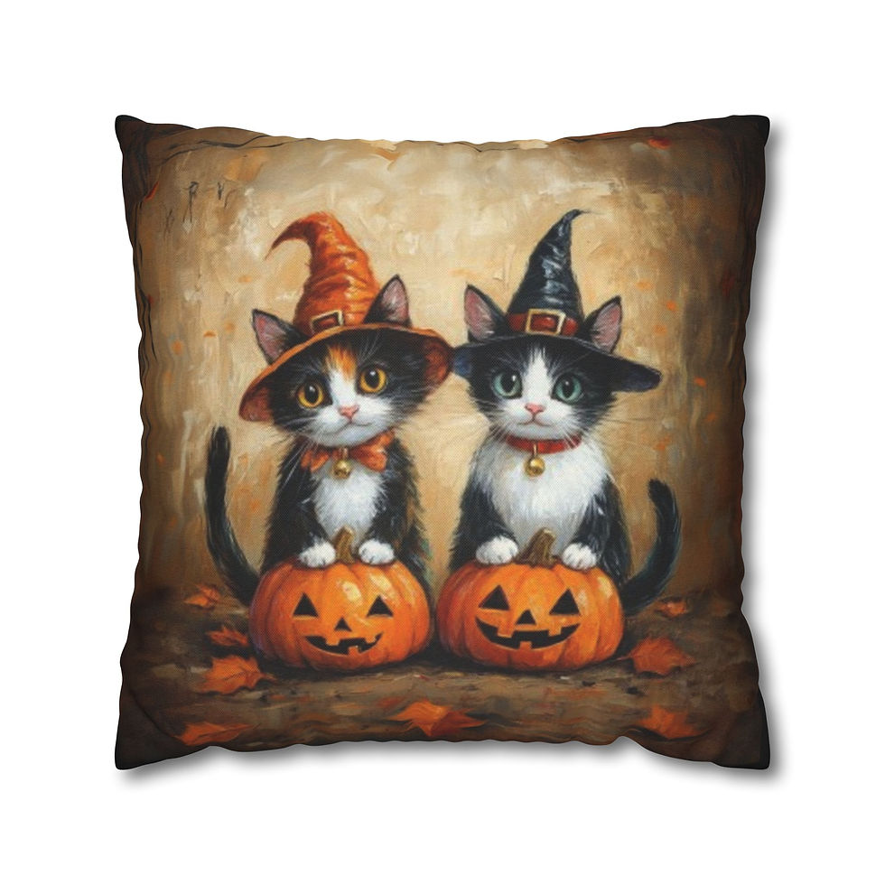 Thumbnail: Decorative Art Pillow for Modern Home Décor, Art Pillows, Cats, Halloween 
