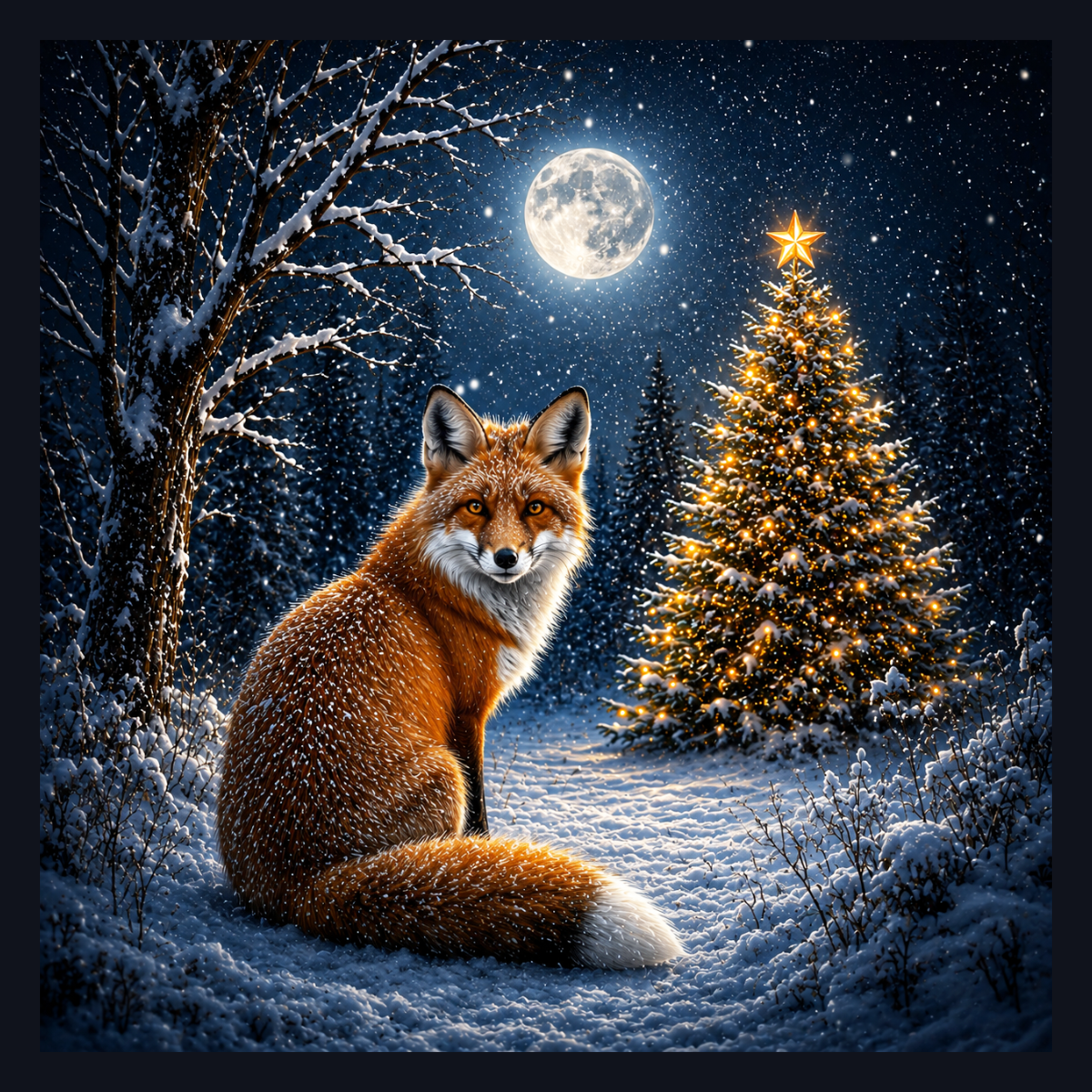 Red Fox Wall Art | Vintage Animal Print | Cozy Home Decor Winter Christmas Snow