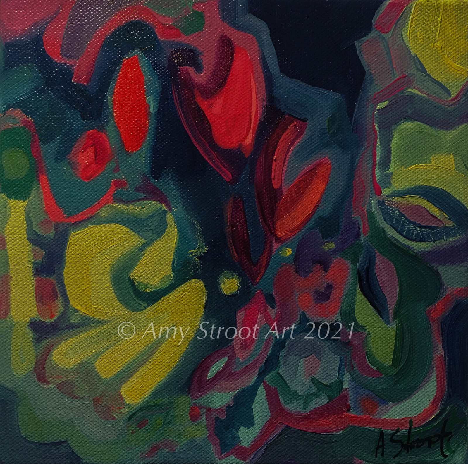 ‘Red Tulips’ 8” by 8” by 1.5”
