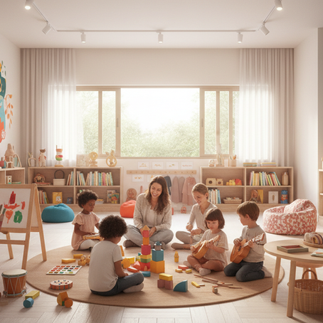Educadora organizando planejamento pedagógico para experiências na Educação Infantil