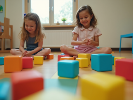 Crianças brincando enquanto uma educadora observa e registra a experiência