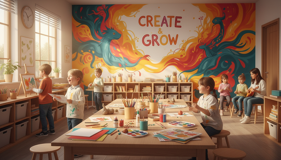 Crianças investigando materiais em uma proposta criativa de Educação Infantil