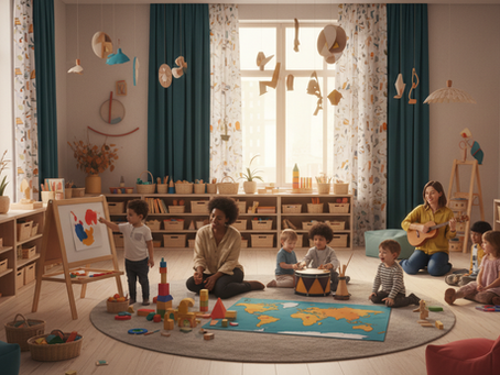 Equipe de educadores organizando o planejamento pedagógico da Educação Infantil