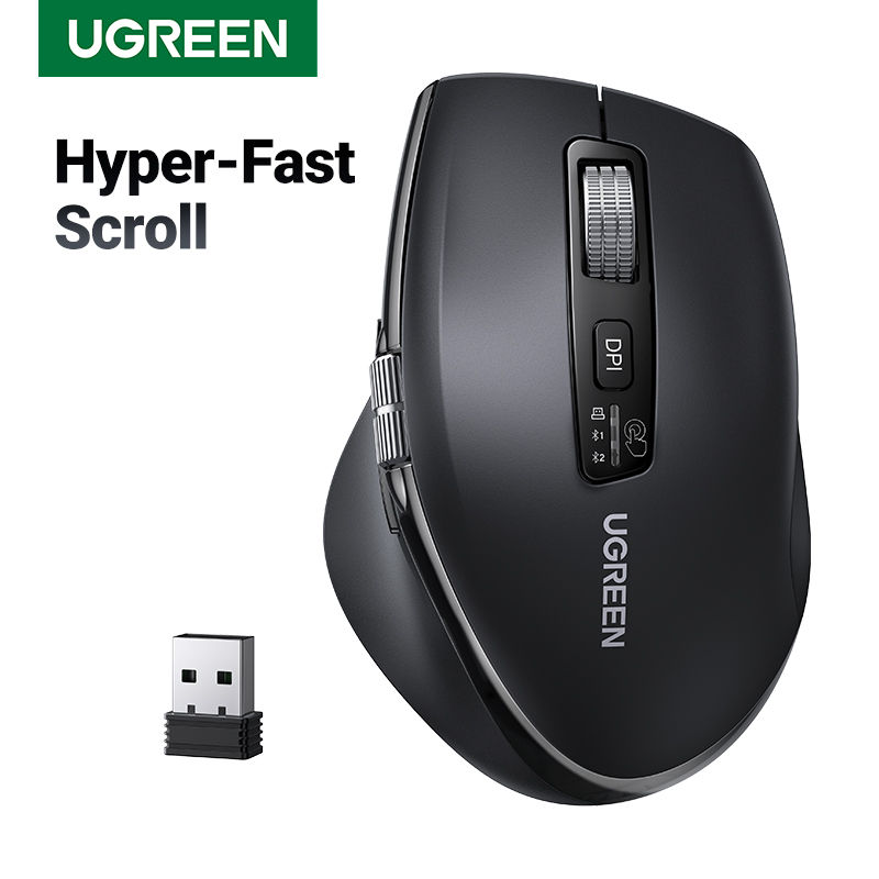 UGREEN Hyper-Fast Scroll Wireless Mouse Bluetooth 5.4 2.4G Ergonomic 5000DPI for