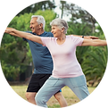 Two Adults practicing yoga