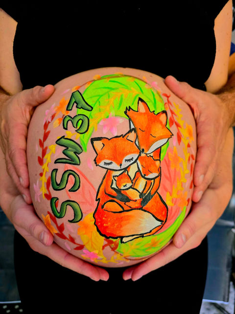 Babybauch, Bemalung, Bellypainting, Schwangerschaft, Momente