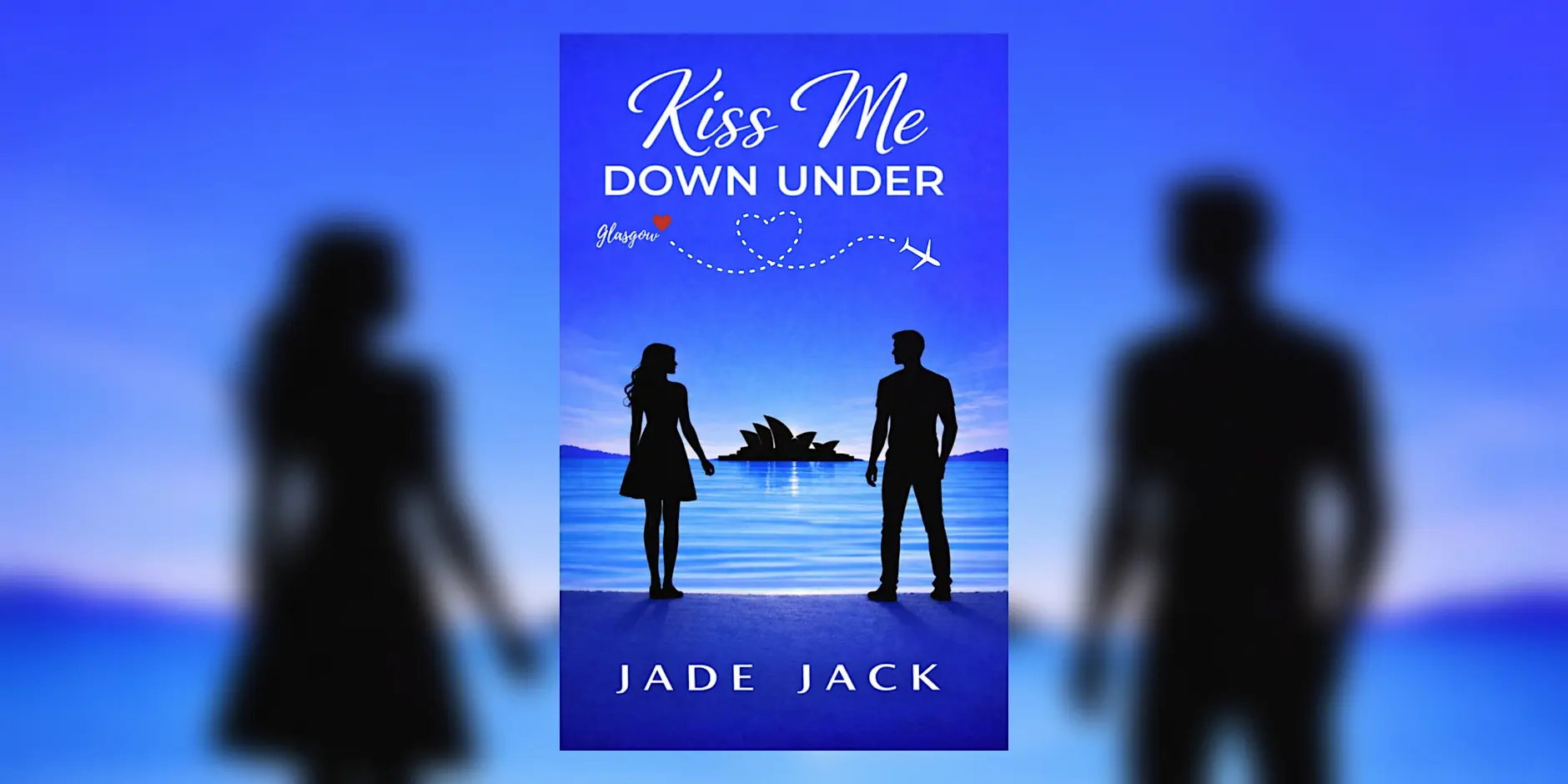 The book cover of Kiss Me Down Under by Jade Jack with romance novel aesthetics
