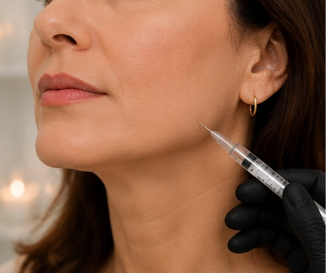 Women receiving jawline slimming treatment