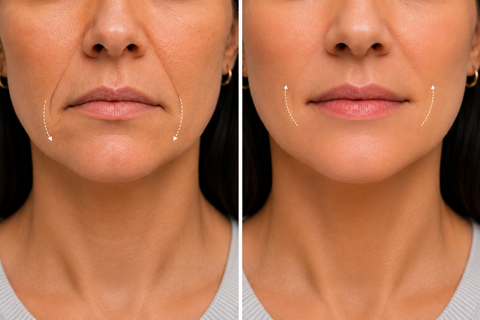 Before and after: Smoother mouth from Downturned Smile Treatment.