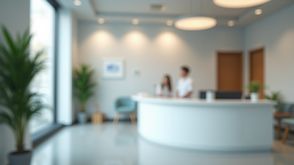Eye-level view of a modern clinic reception area