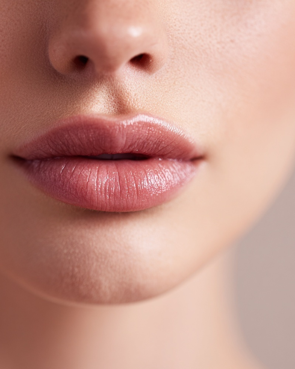Enhanced, glossy lips