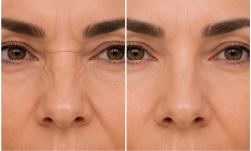Before and after Bunny Lines Treatment on nose