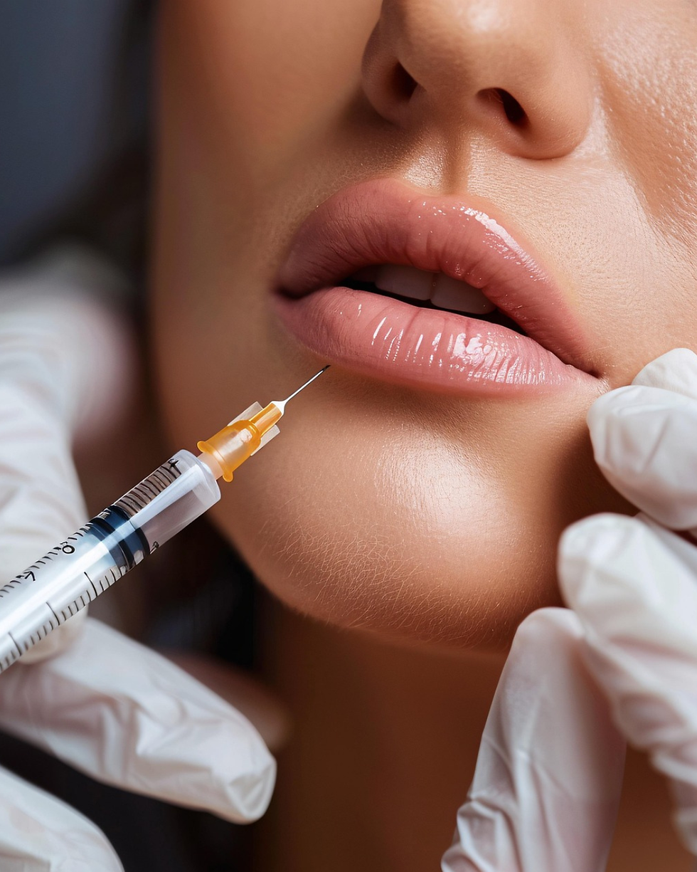 Subtle refined lip enhancement with syringe