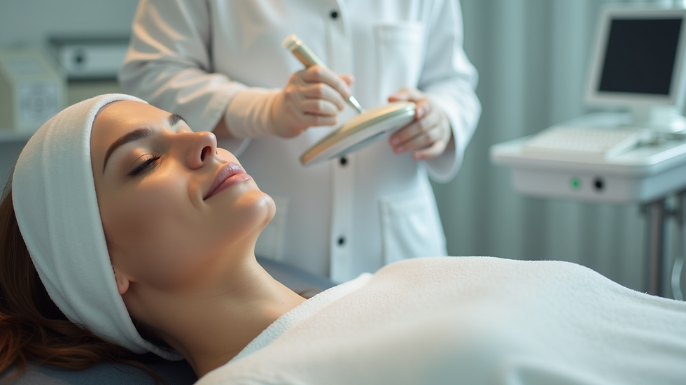 Close-up view of a treatment room with aesthetic equipment