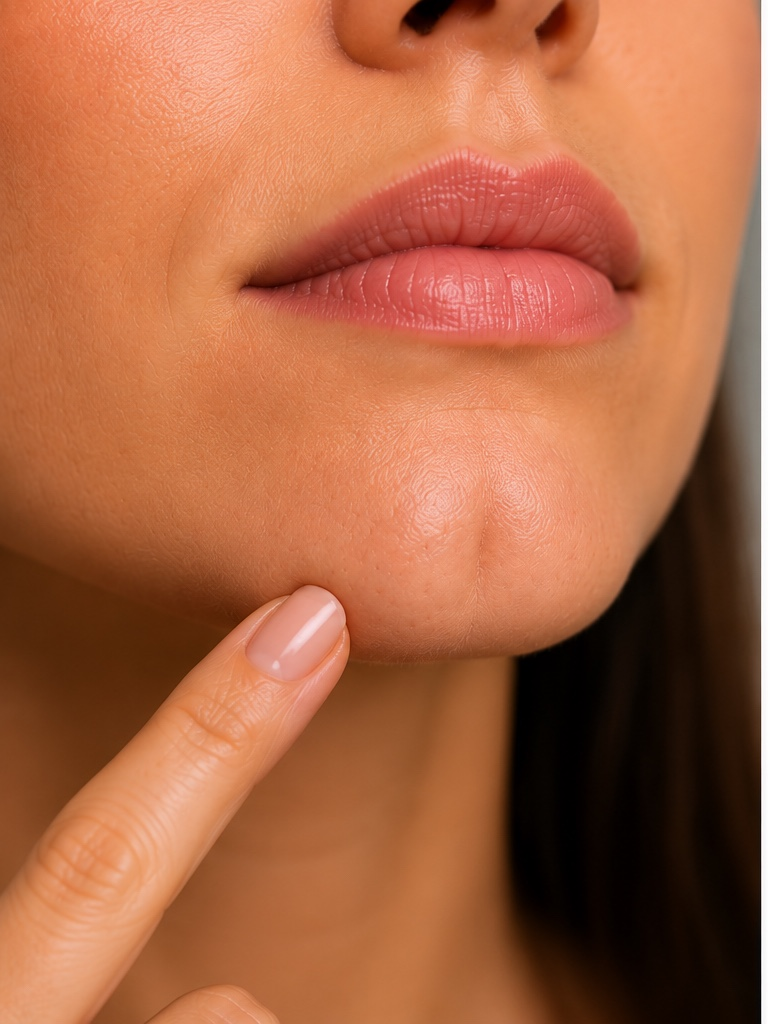 Women receiving treatment for pebbled chin