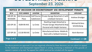 Notice of Decision on Discretionary Use Development Permits