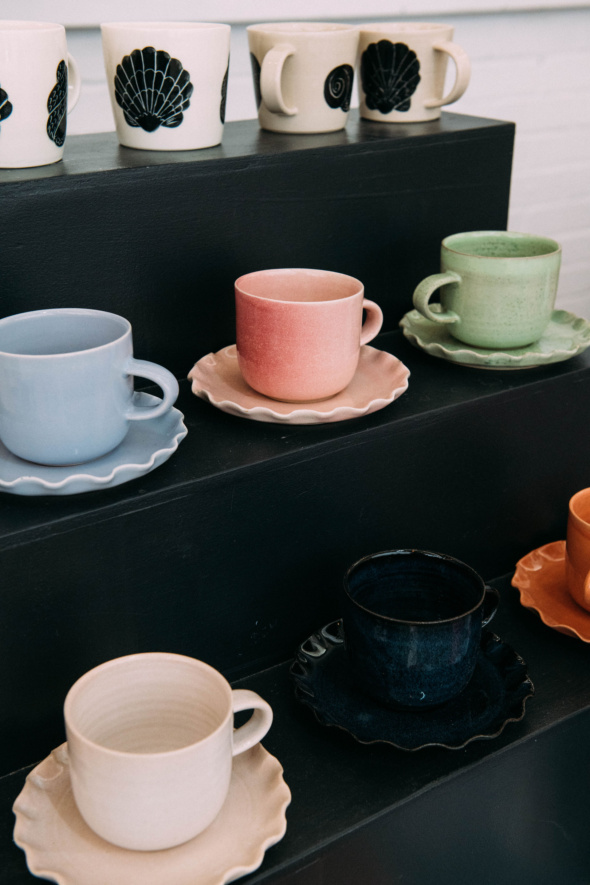 Stunning wavy handmade / designed mugs at Salad Days Market