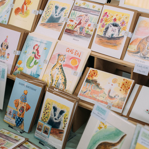 Fun Handmade Watercolour cards & prints at Salad Days Market