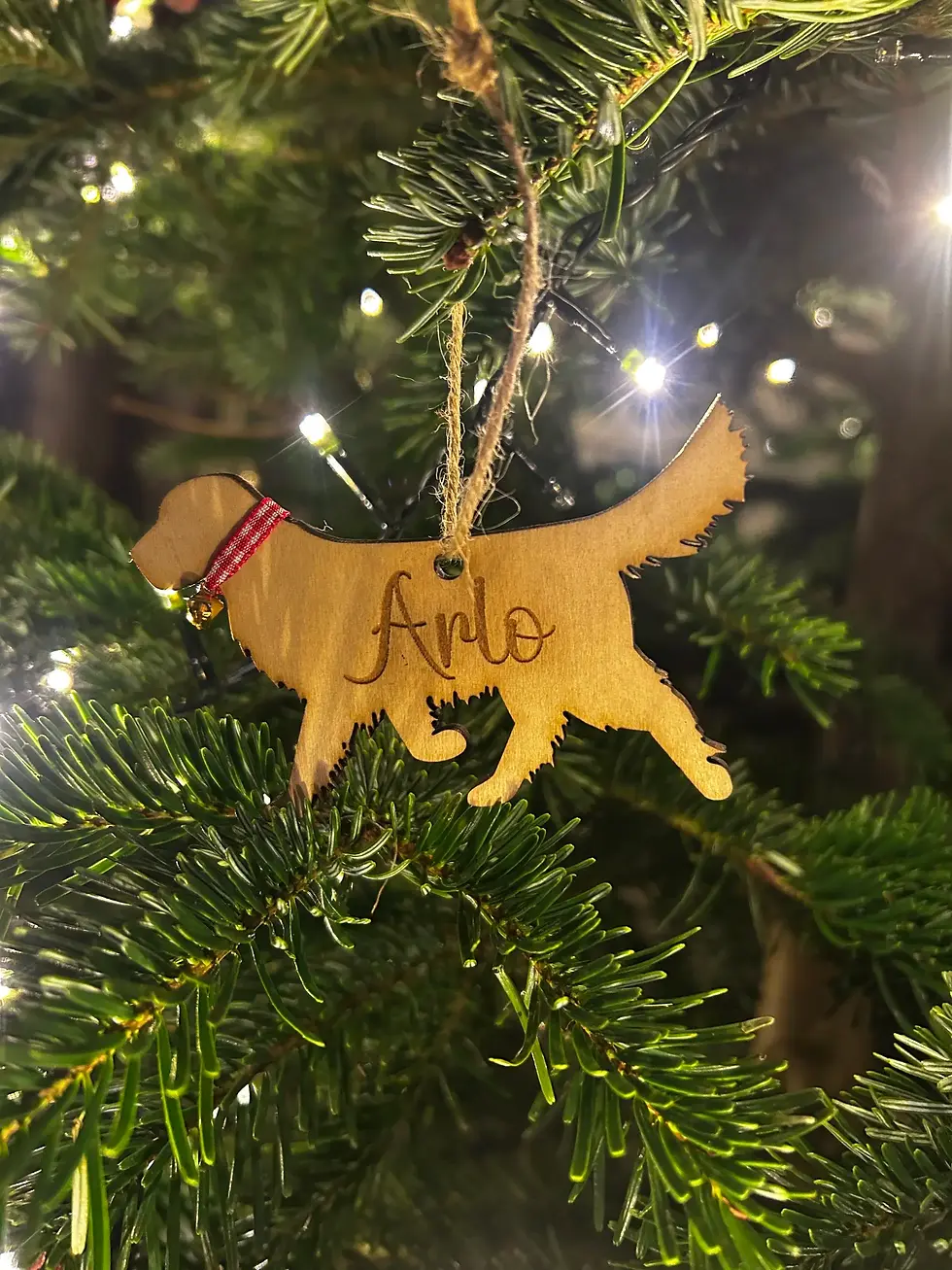 Thumbnail: Personalised Wooden Dog Christmas Tree Decoration